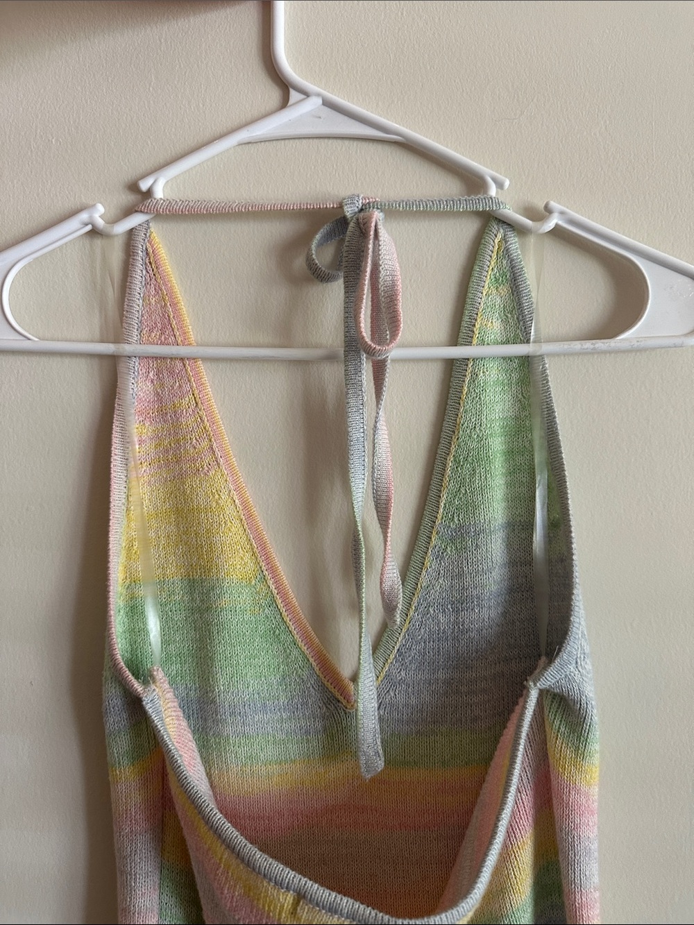 wild fable Pastel Striped V-Neck Knit Dress in Green, Pink, Yellow, Blue, Violet - Picture 6 of 9